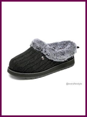 Sweater-Knit Clog Slippers with Pull-On Tab Cozy Indoor Comfort
